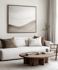 Beautiful Modern Living room Interior with furniture's ,mockup frame , posters, wall -3d Rendering