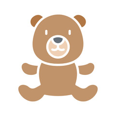 Teddy bear icon in flat color style