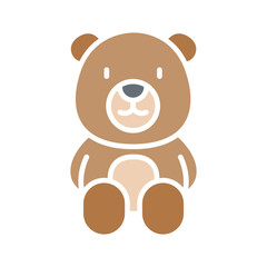 Teddy bear icon in flat color style