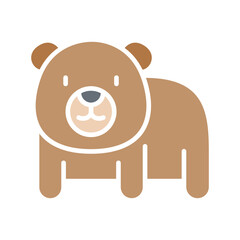 Bear icon in flat color style