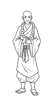 monk standing, black and white clip art preview