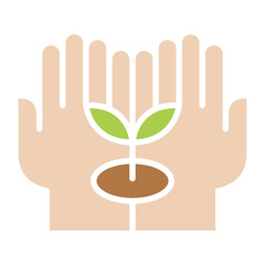 Obraz premium Planting trees icon in flat color style