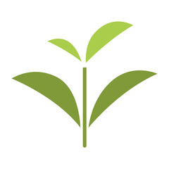 Tea leaves icon in flat color style