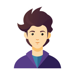a flat illustration of a boy with a hairstyle, a purple shirt