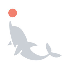 Dolphin icon in flat color style