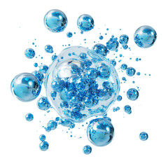 Sparkling Blue Bubbles Floating in Abstract Digital Space A mesmerizing scene