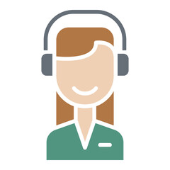 Call center icon in flat color style