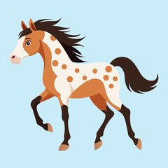 Spotted Pinto Horse Running on Background