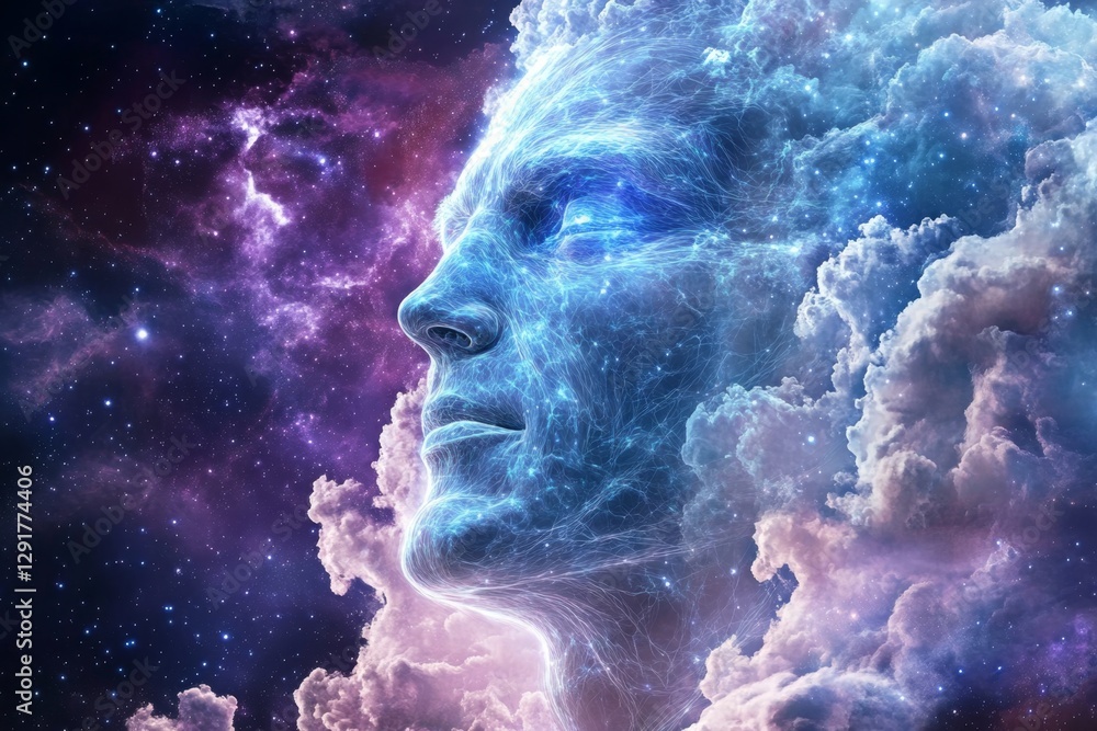 Poster a surreal digital artwork portraying an ethereal scene of multiple human figures, each with long arm