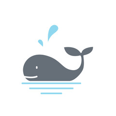 Whale icon in flat color style