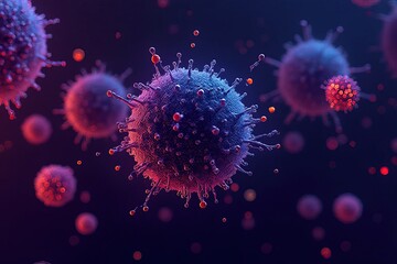 Fototapeta premium Detailed 3D Visualization of Viruses in Microscopic View