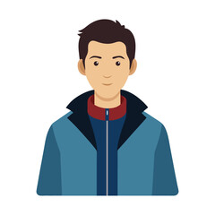 a flat illustration of men wearing a jacket with a blue color theme scheme combination