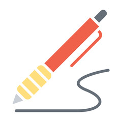 Pen icon in flat color style