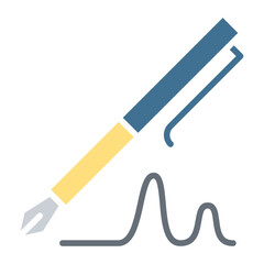 Fountain pen icon in flat color style