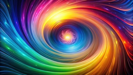 Vibrant Swirling Vortex of Color, a Dynamic Abstract Design with a Luminous Center and Radiant Hues