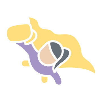 Super woman icon in flat color style
