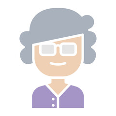 old woman icon in flat color style