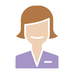 Business woman icon in flat color style