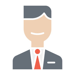 Businessman icon in flat color style