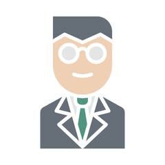 Professor icon in flat color style