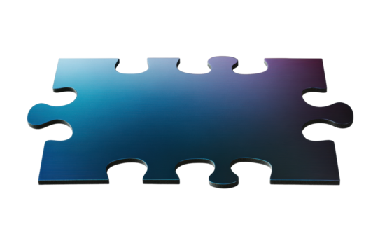 Realistic purple blue jigsaw puzzle piece isolated, cut out