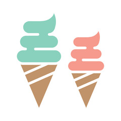 Ice cream icon in flat color style