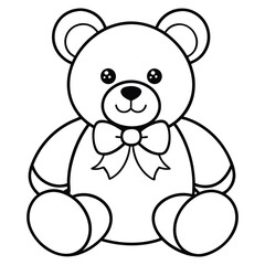 cute teddy bear line art vector with a bow