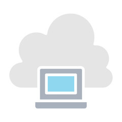 Cloud computing icon in flat color style