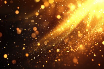 Fototapeta premium 光の粒子が輝く幻想的な背景が暗闇の中で浮かび上がる瞬間