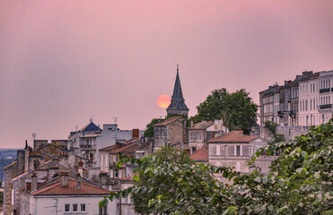 Twilight Serenade: Angoulême's Moonlit Urban Landscape, France © luisfpizarro