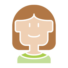 Woman icon in flat color style