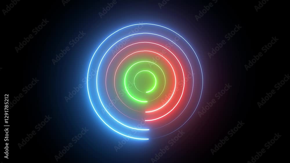 Poster circular laser animation, abstract neon circle light abstract background motion graphics