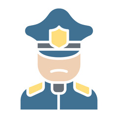 Policeman icon in flat color style