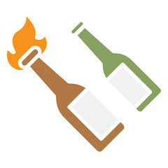 Bottle bomb icon in flat color style