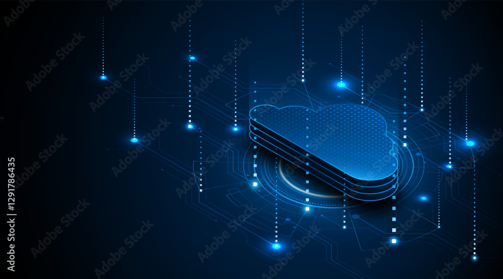 Poster Abstract cloud technology circuit board. Large data center concept. modern cloud storage technology innovation concept background	