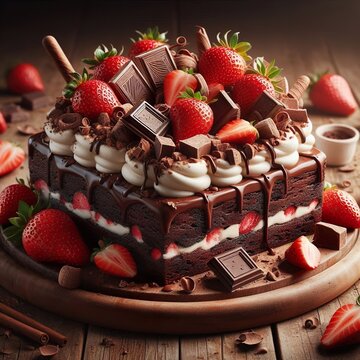 chocolate cake with strawberries