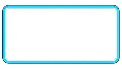 Glowing neon blue rectangular frame, abstract light effect on white background