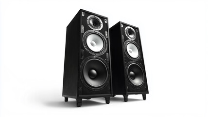 Obraz premium Audio Loudspeakers Set Front View Isolated on Transparent Background 