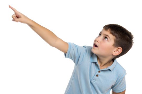 Boy pointing upwards