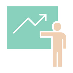 Data, graph, diagram, chart icon in flat color style