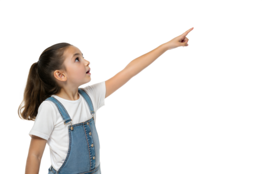 Girl pointing upwards