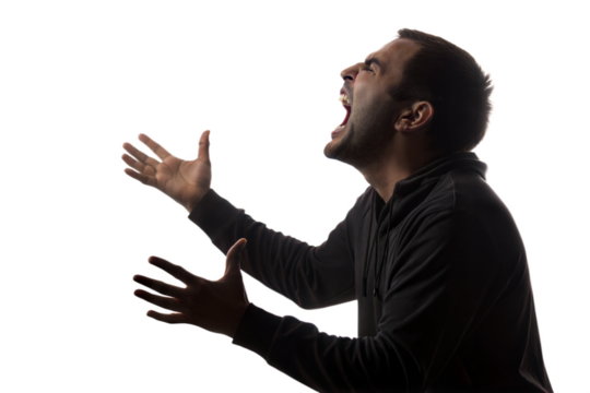 Man screaming in despair