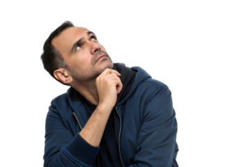 Man thinking and looking up