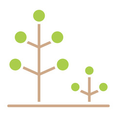 Tree, sprout icon in flat color style