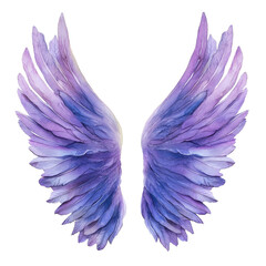 Fototapeta premium Purple angel wings on Transparent background creating a serene and ethereal atmosphere for creative designs, Purple Angel Wings isolated on PNG background PNG background