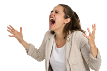 Frustrated businesswoman yelling