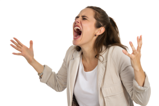 Frustrated businesswoman yelling