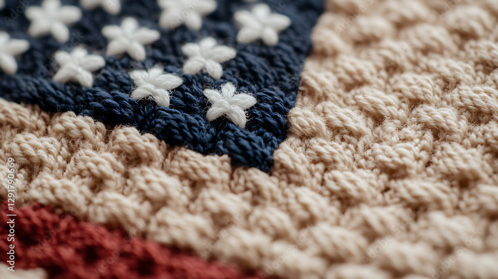 Poster close-up of a textile featuring symbolic design. the artwork has a rustic charm with the texture add