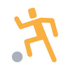 Playing football icon in flat color style