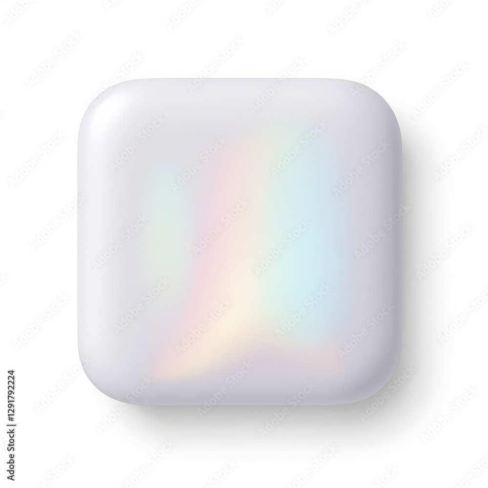 Poster Modern white tech device with iridescent reflection on white background